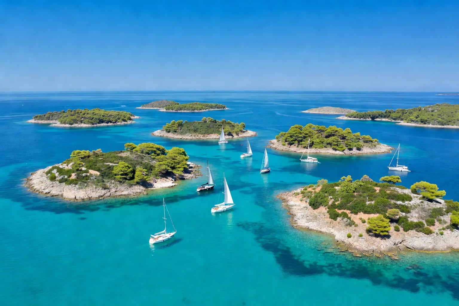 Carte panoramique du littoral croate avec îles dalmates et côte adriatique