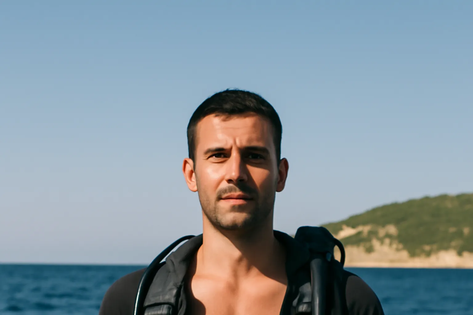 Portrait de Petar Jurcic, moniteur de plongee sur l'ile de Vis en Croatie