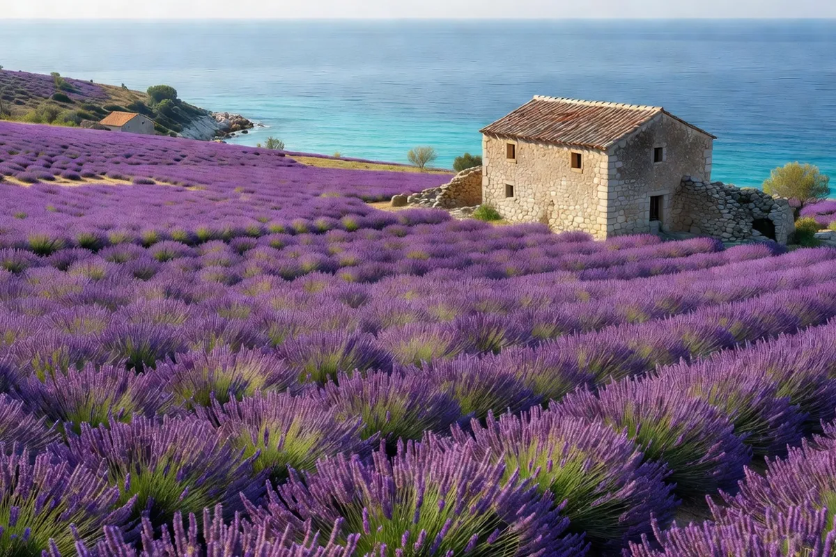 Paysage printanier croate avec fleurs sauvages sur la côte adriatique