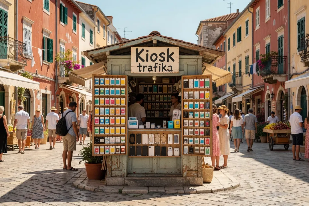 Point d'accès WiFi public sur une place animée de Split en Croatie