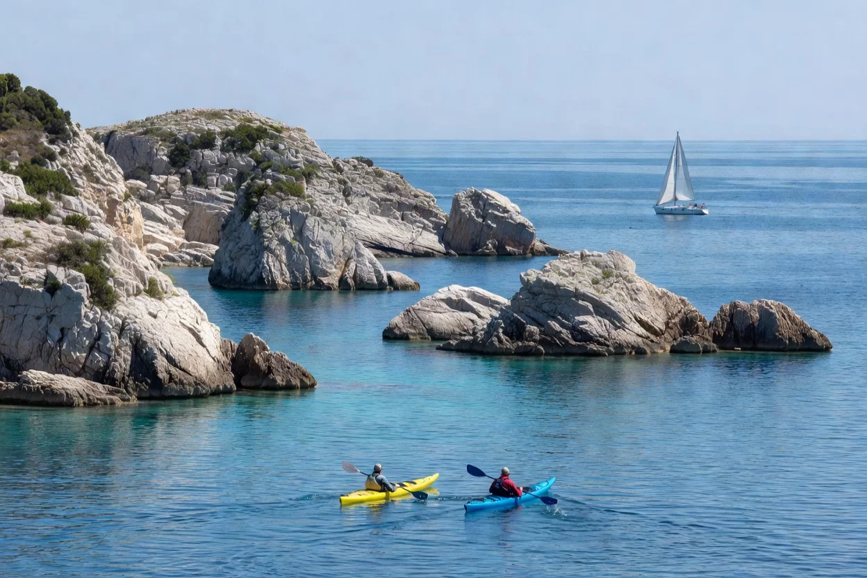Kayak de mer dans le parc national des îles Kornati en Croatie