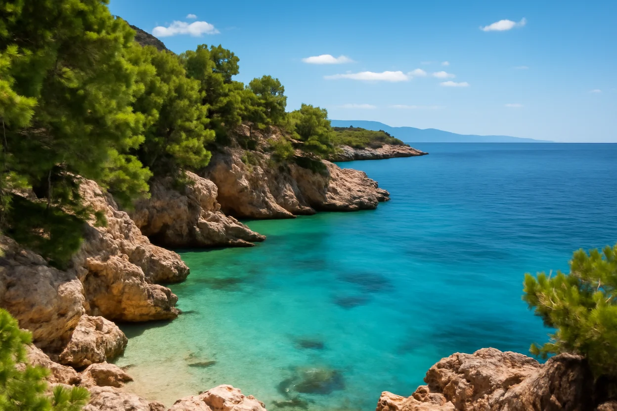 Calanques et eaux turquoise de la côte croate en été